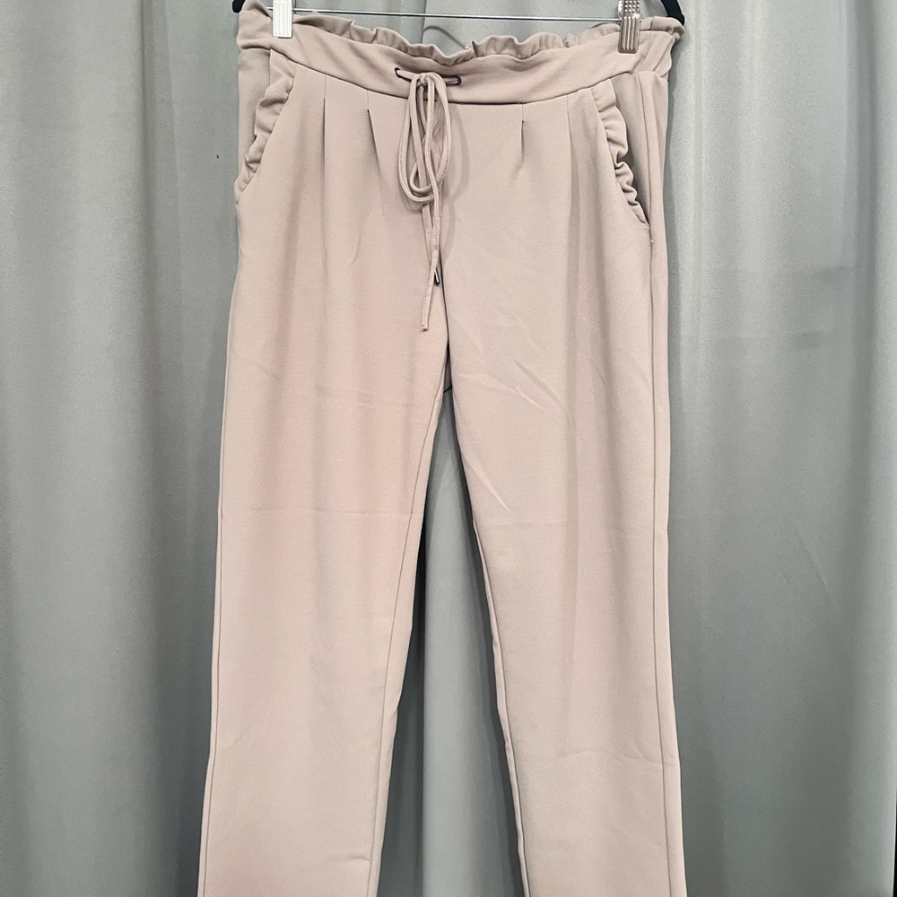 Boom Boom Jeans Beige Drawstring Paperbag Waist Joggers